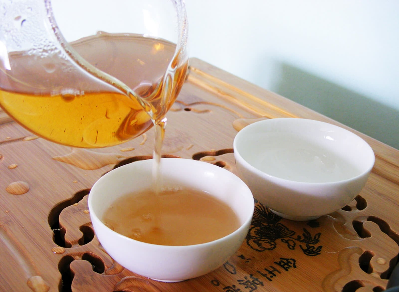 Traditional Japanese tea being poured